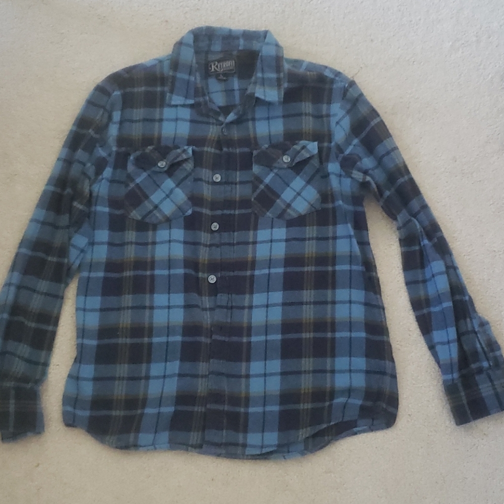 Blue plaid flannel button up